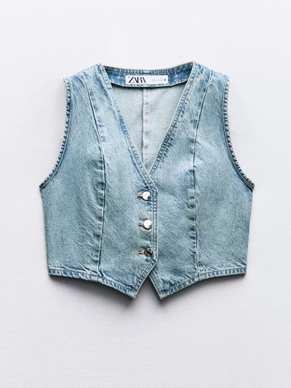 Zara Cropped Denim Vest